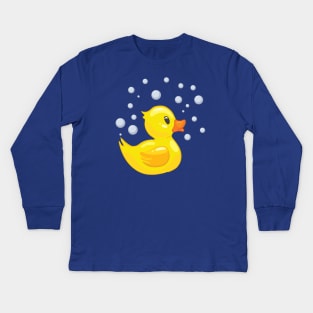 Yellow rubber duck in bubbles Kids Long Sleeve T-Shirt